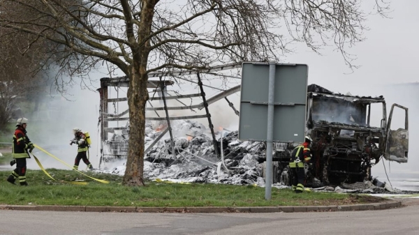 В Германии загорелся и взорвался грузовик с водителем из Беларуси. Его экстренно увезли на вертолете