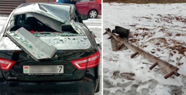 Дело об упавшей на машину с крыши дома бетонной балке. Владелица выиграла суд спустя год